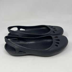 Crocs Malindi Flats Shoes Womens 10 Black Ankle Strap Casual Comfort Slip On
